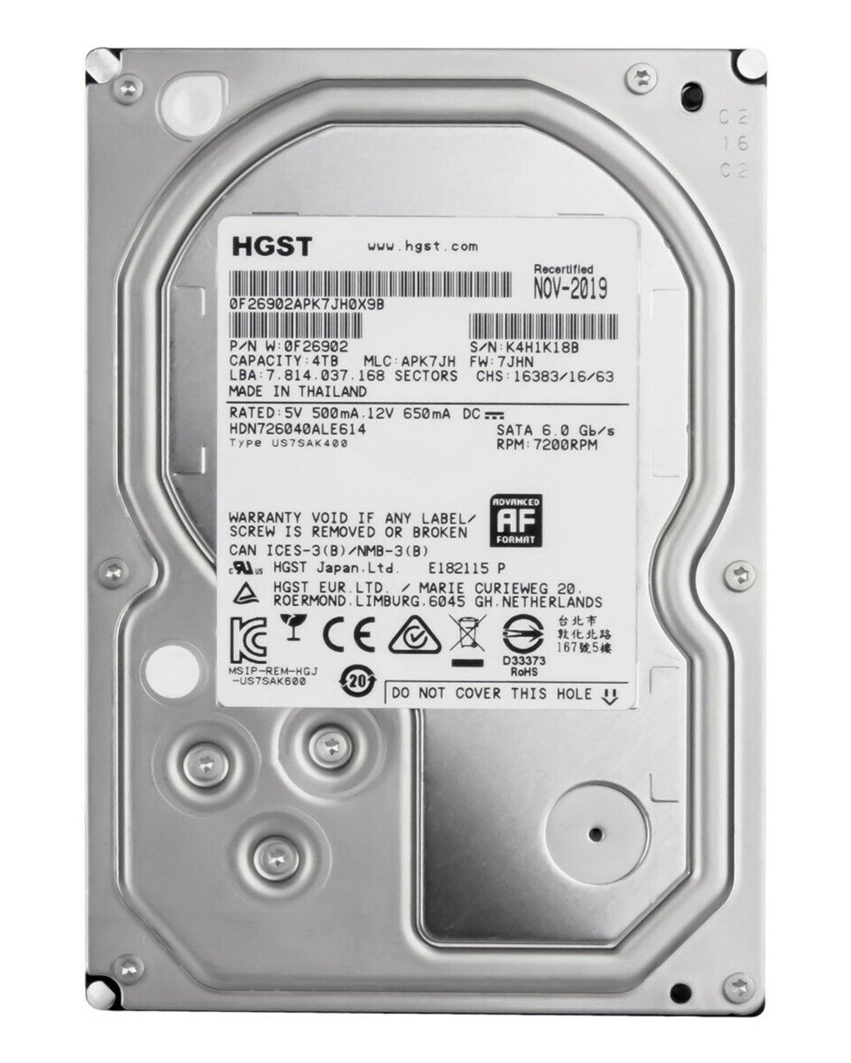 4TB HGST Deskstar NAS HDD 3.5 inch 64 MB 7200 RPM 6Gb/s SATA-600