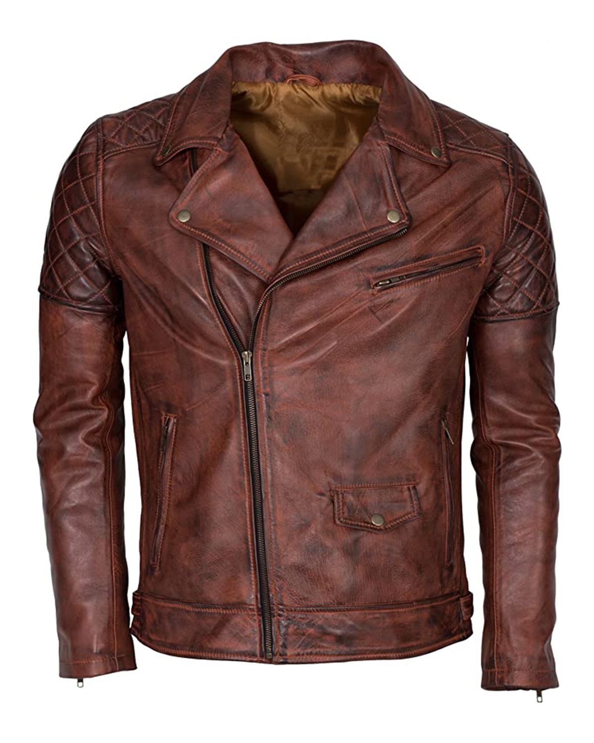 Biker Style Leather Black 1495 jasper Motorcycle Motorbike Brown Fashion Jacket 