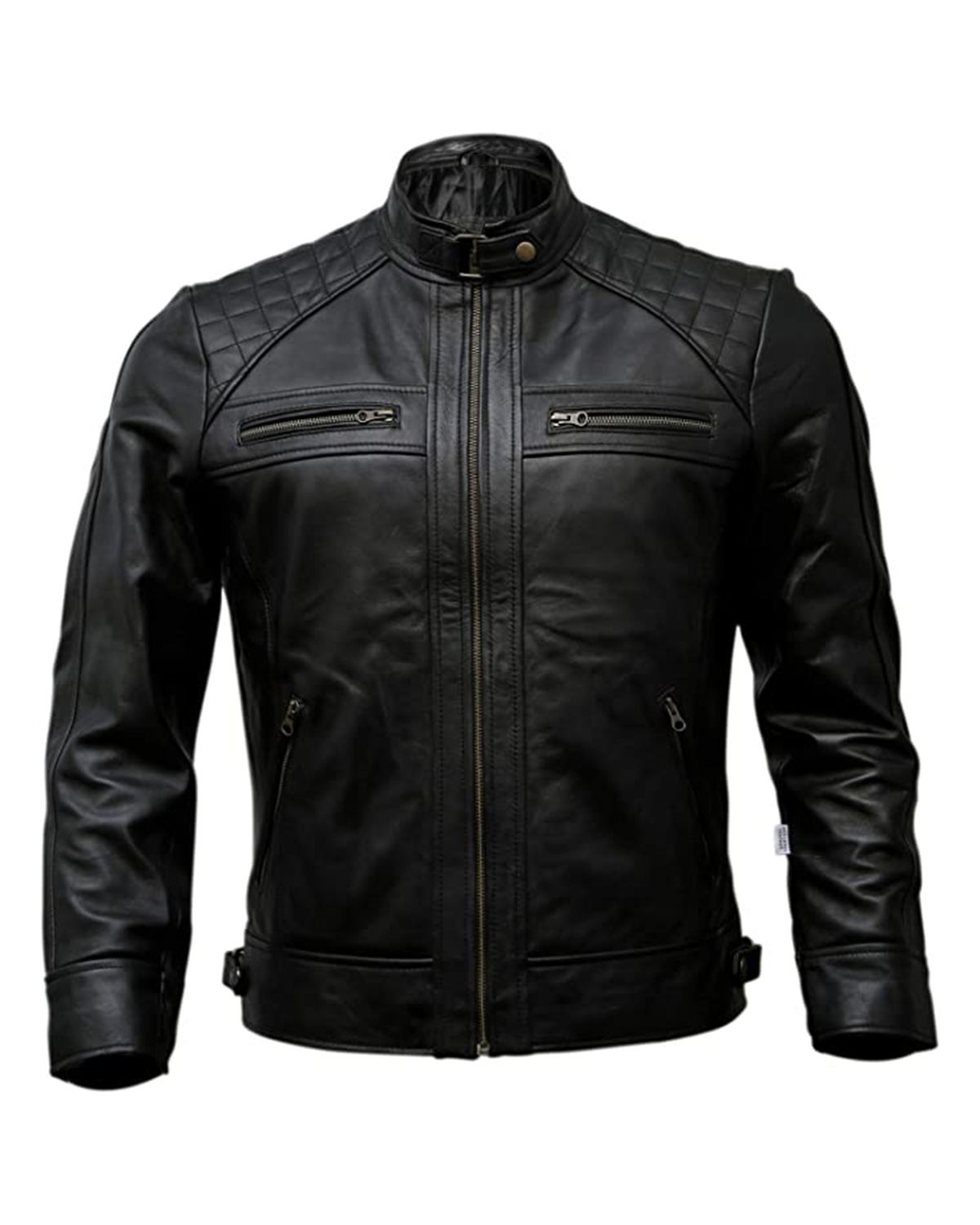 Buy Mens Quilted Black Leather Motorcycle Jacket