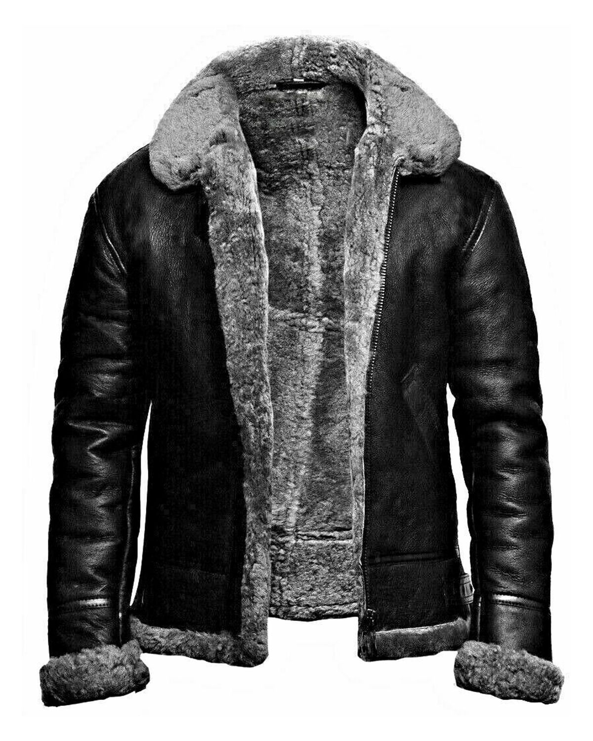 Leather Look Aviator With Faux Fur Collar
