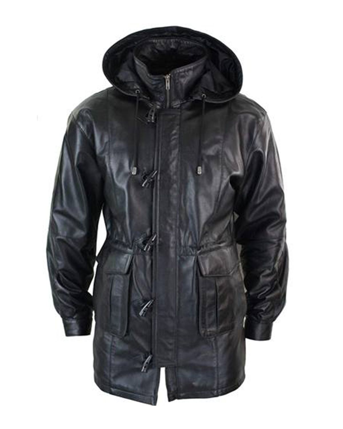 Detachable Hooded 3/4 Long Duffle Coat - Shop at LeatherScin