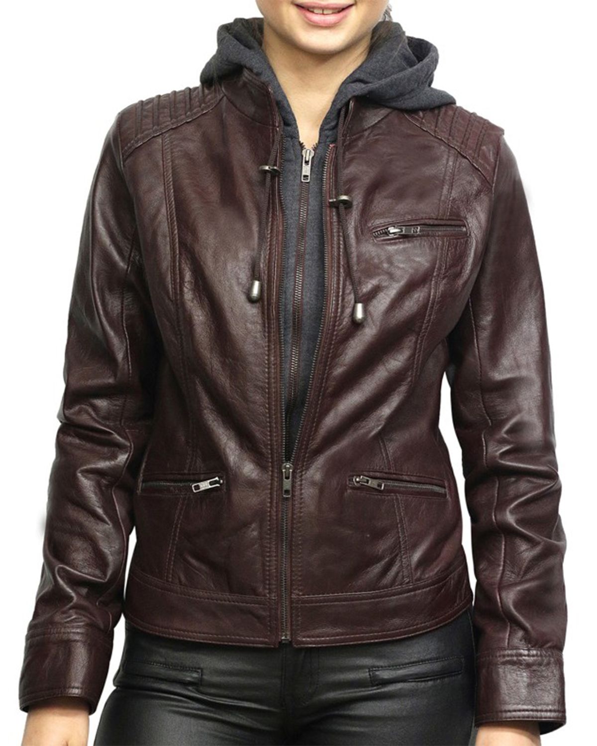 Stylish Men's Premium Quality Blue Real Leather Slim Biker Jacket NFS 576