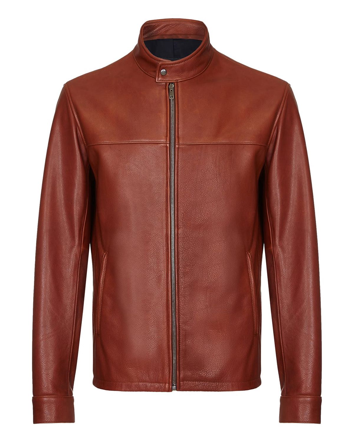 plain brown leather jacket