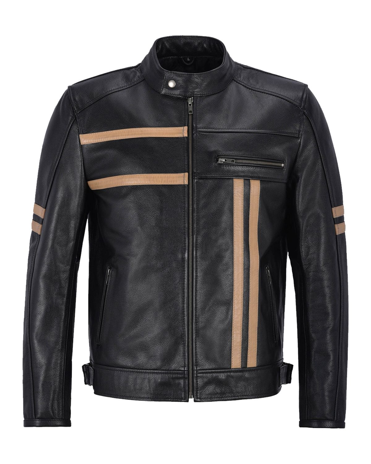 Mens VINTAGE Noise Pollution AC DC Cut Off Sleeves Biker Leather Jacket Sz L