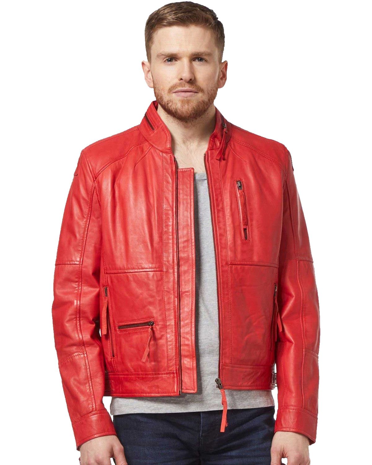 Shop Premium Red Leather Jackets for Men & Women - SCIN