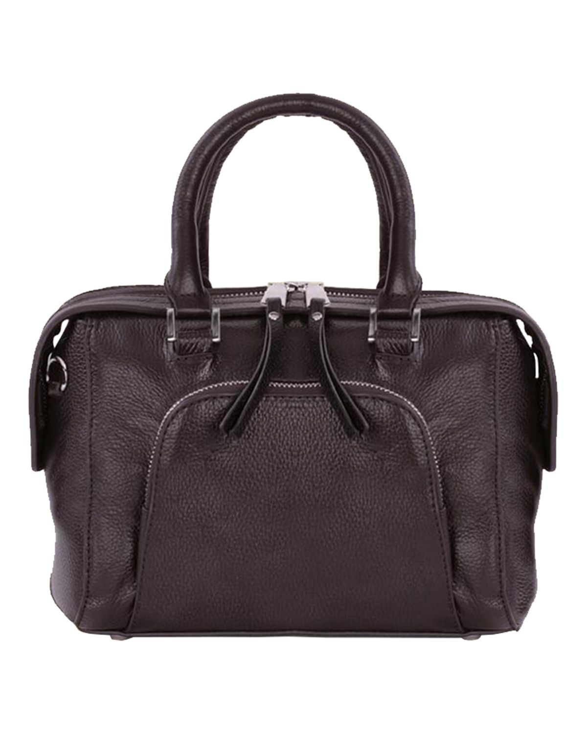 Dark Brown Front Pocket Leather Handbag -Shop at LeatherScin