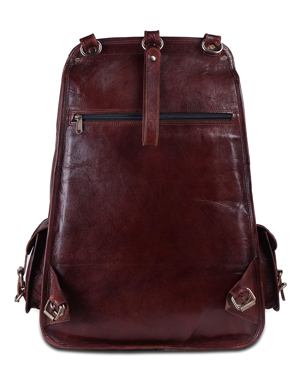 oxblood leather backpack