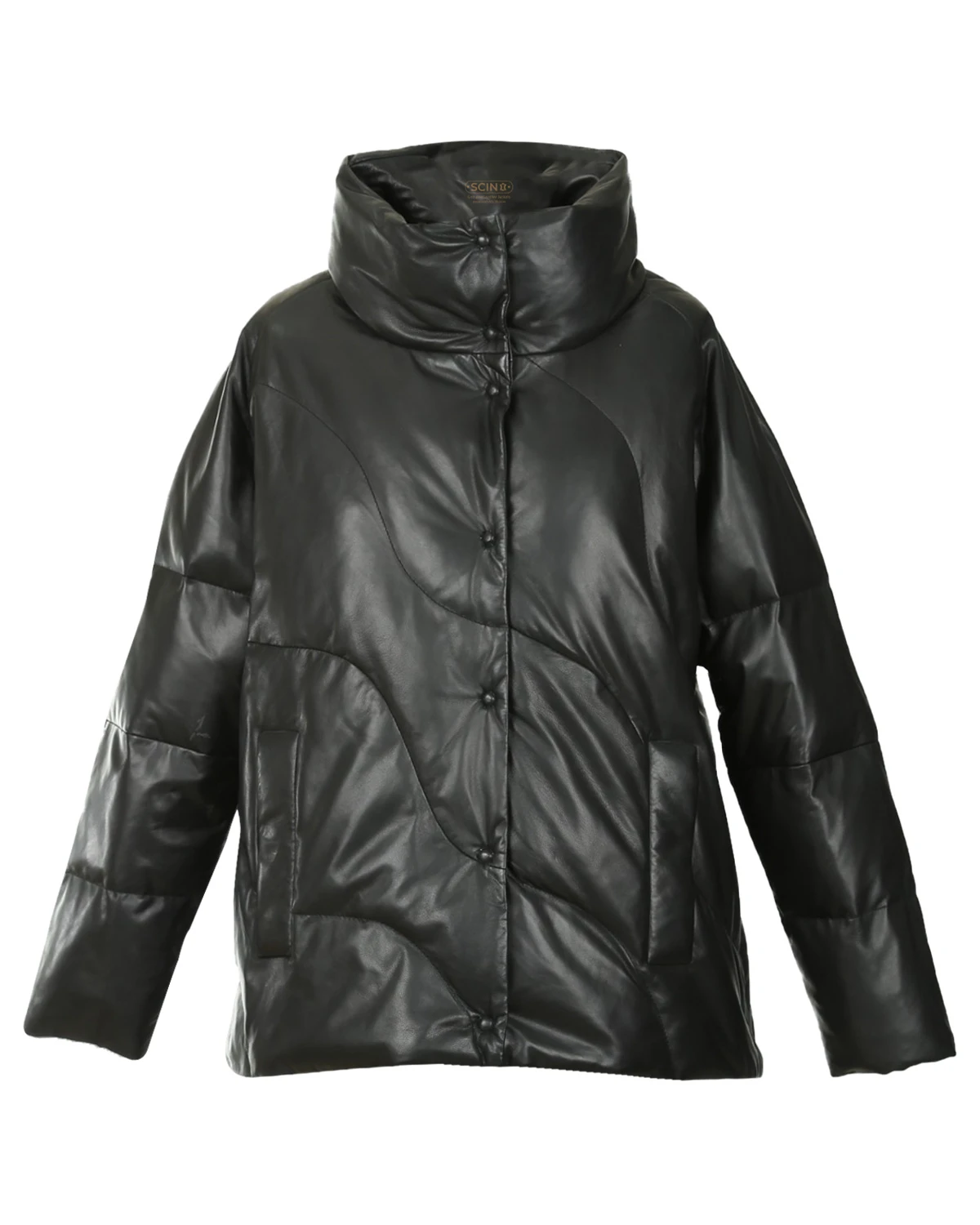 Unisex Leather Puffer Short Coat